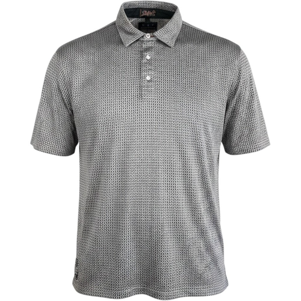 RAFTER C Pearl Snap Polo Shirt Mens Large Grey Black AOP Western Performance